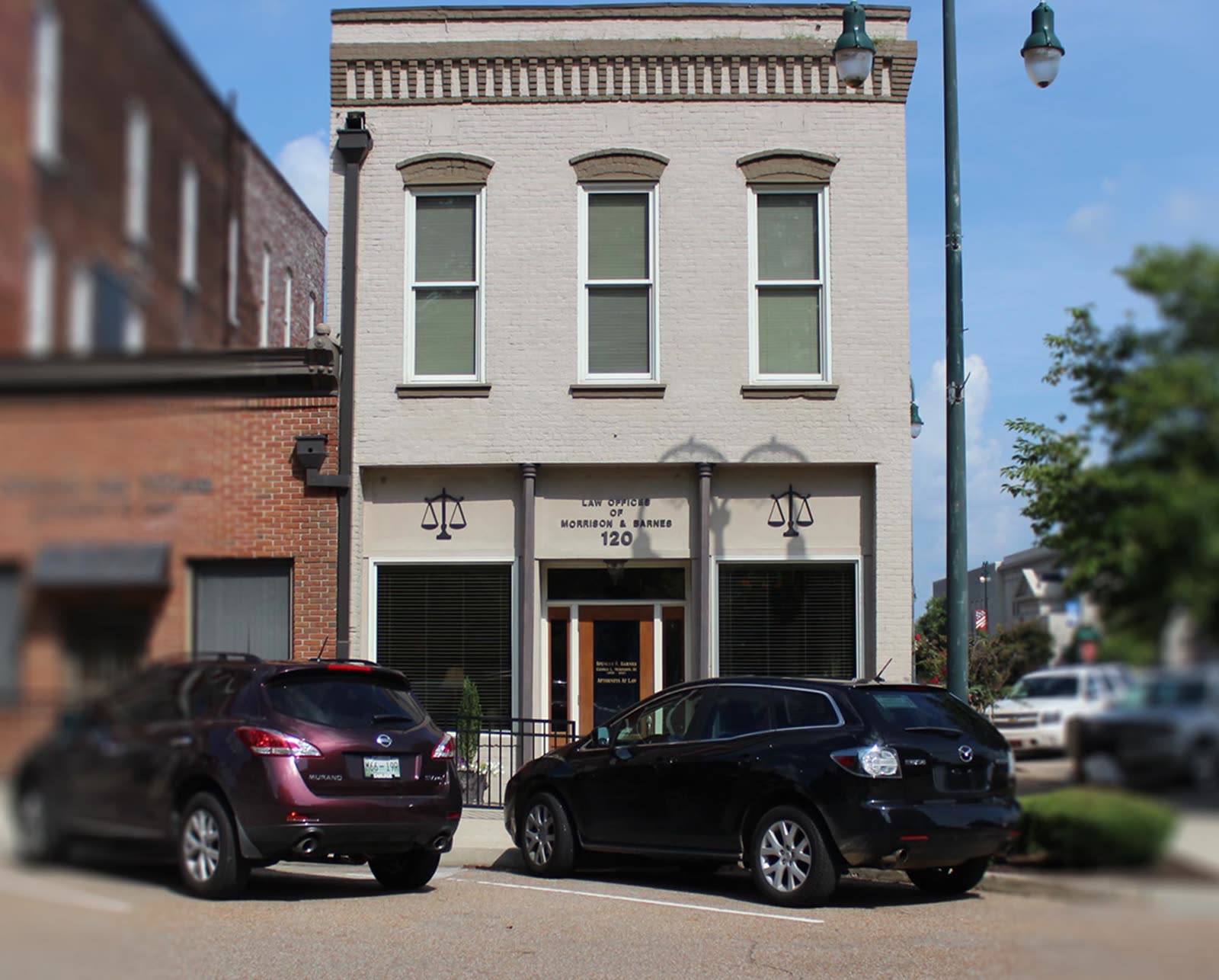 The Morrison & Barnes law office at 120 Liberty Street in downtown Jackson, Tennessee